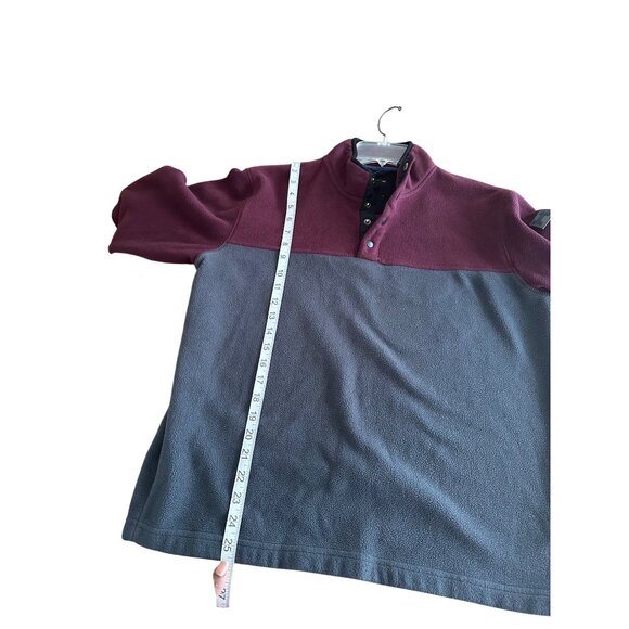 Hawke & Co. Mens Burgundy & Charcoal Quarter Snap Colorblock Pullover Fleece M - Picture 3 of 15